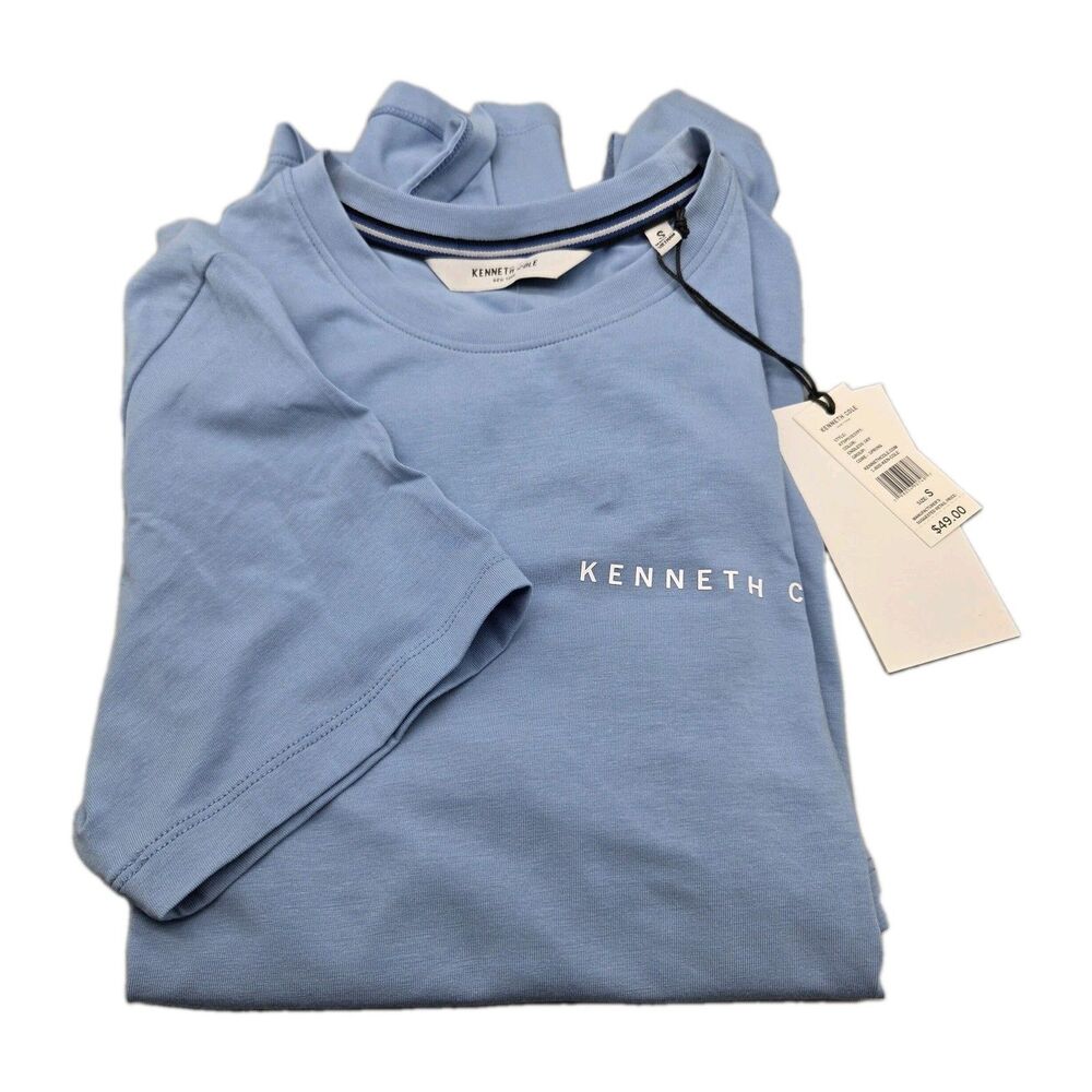 Kenneth Cole Mens T Shirt Blue cotton Short Sleeve Crew Neck Tee Sz S NWT